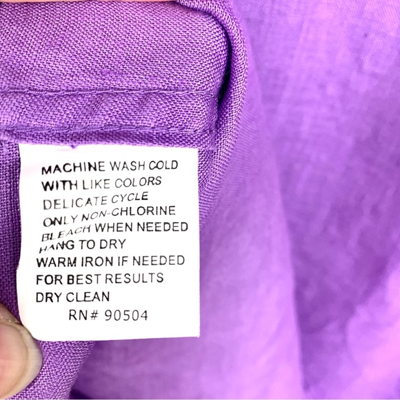 100% Linen ‘Natural Blue by Visitor’ Men’s Purple Button Down SS Shirt, Size L - Picture 14 of 14